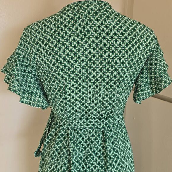 Max Studio Women's Ruffle Crepe High/Low Wrap Midi Dress, Grn/Blue,NWOT, XS - Picture 9 of 9